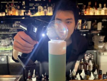 Kaki finalizing his cocktail