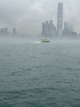The yellow yacht in the rain