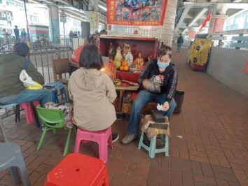 Elder lady hitting villain