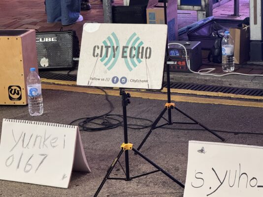 posters and signs with their social media accounts