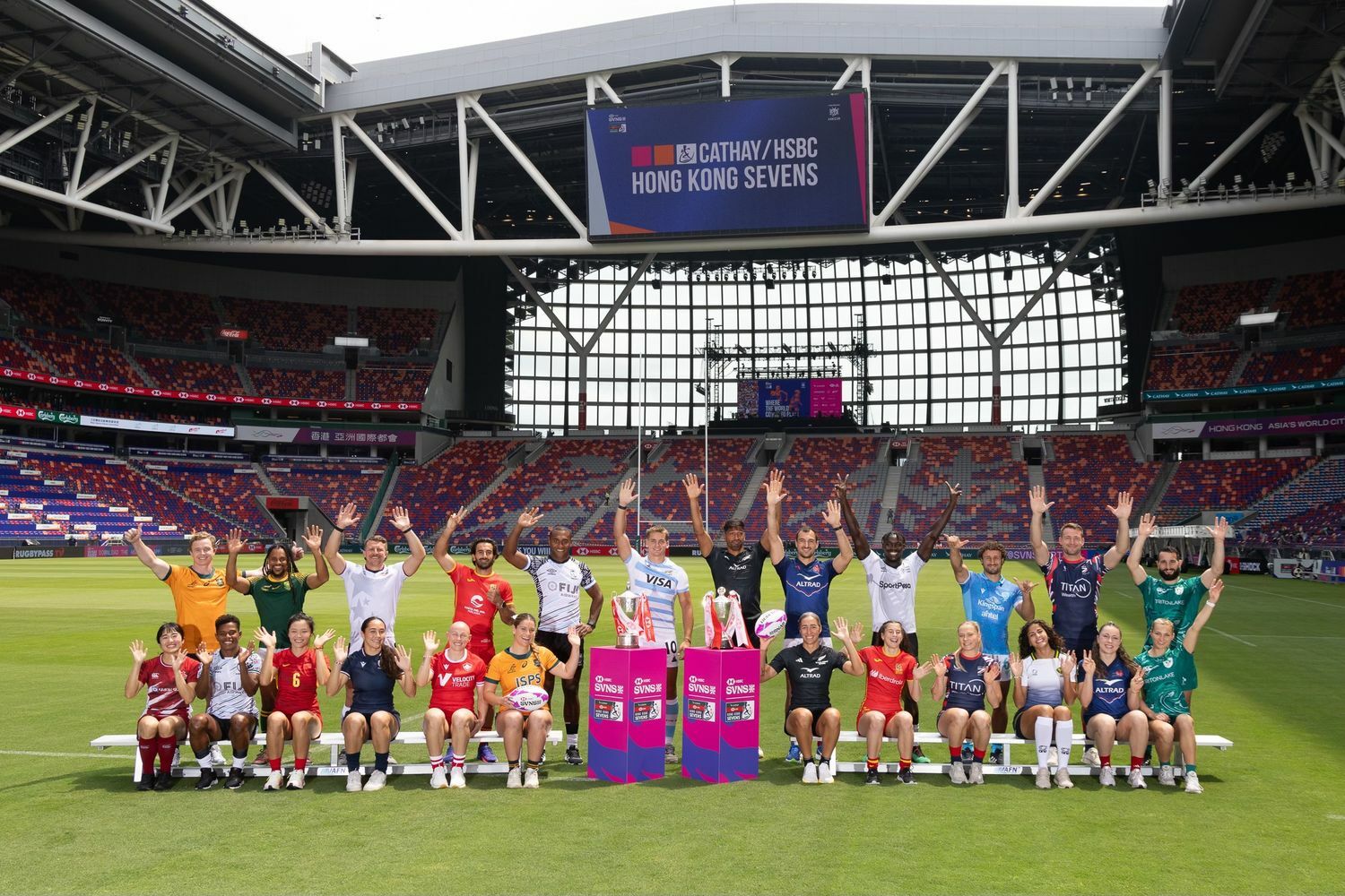 Rugby Sevens Group photo of teams participating