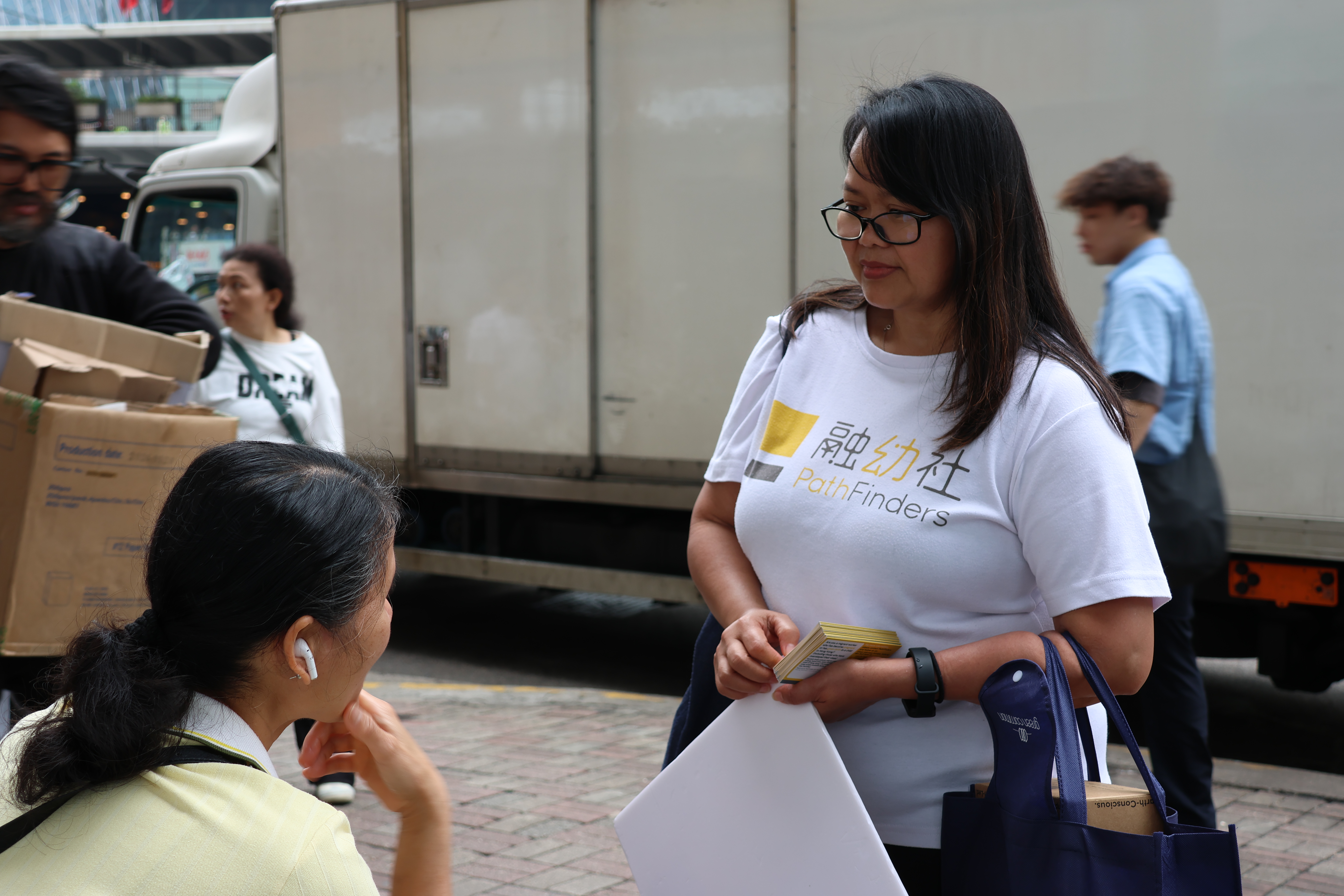 Pathfinders ambassador was doing outreach in Central. ( Credit: Charlie Zhou)